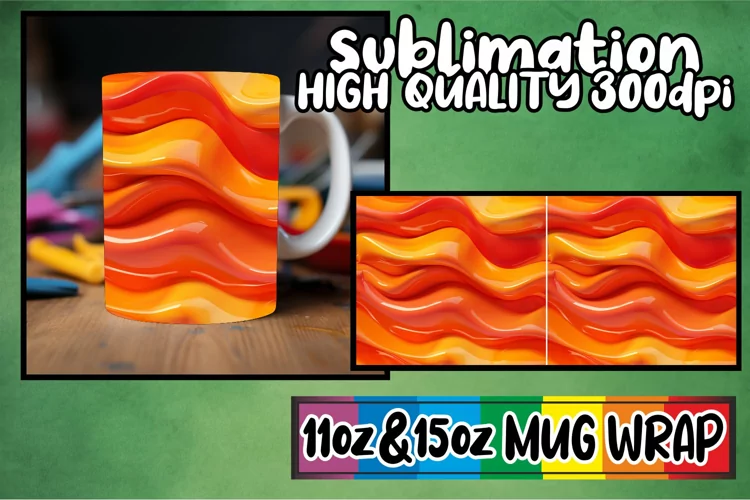 Colorful Inflated Delight: Sublimation Mug Wrap