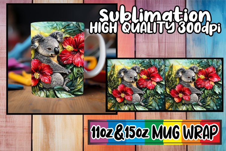 Blissful mornings 11oz 15oz sublimation wrap, Animals example image 1