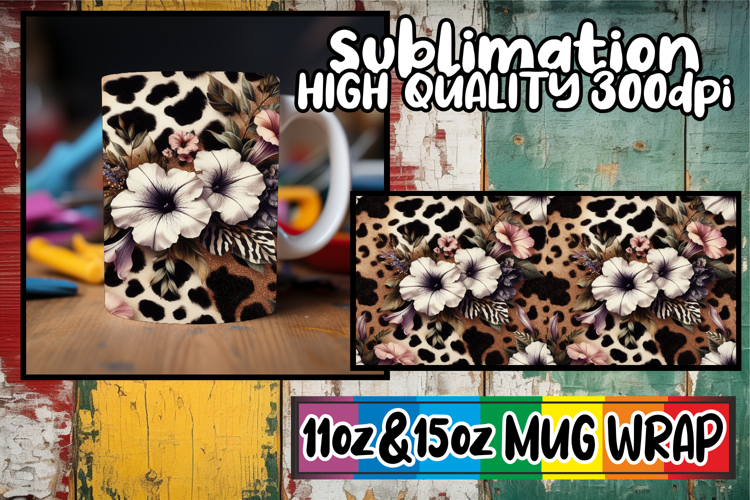 Dreamy vibes 11oz 15oz sublimation wrap, Leopard Prints