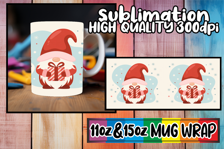 Luminous thoughts 11oz 15oz sublimation wrap, Gnomes