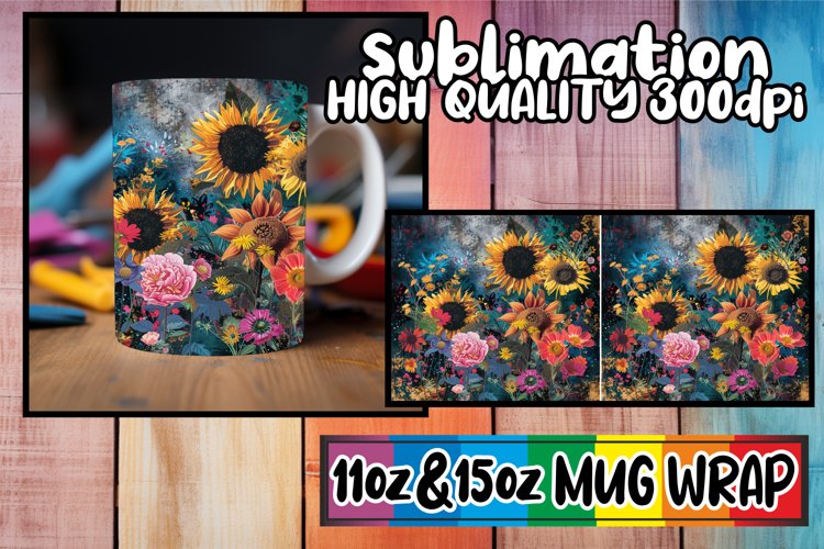 Colorful Blossom Delight Mug Sublimation 11oz/15oz example image 1