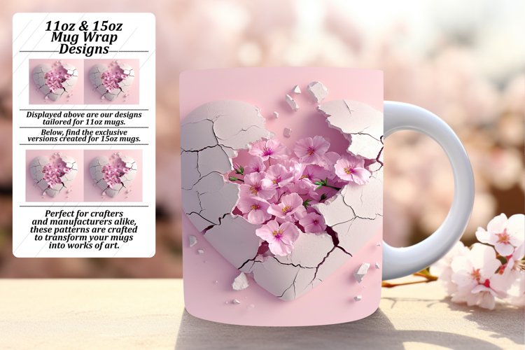 Enchanted Garden: 3D Heart Wrap Mug Selection