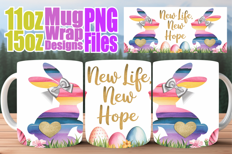 Timeless moments 11oz 15oz sublimation wrap, Easter Bunny