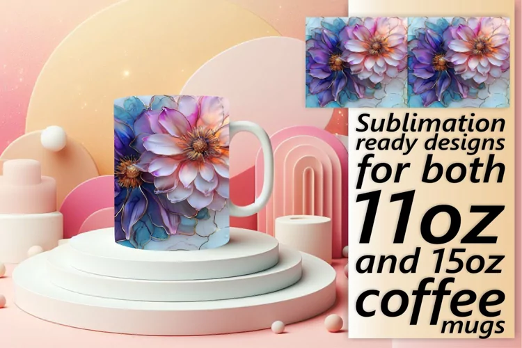 Lively Spring Floral Mug Wrap: 3D Sublimation Design