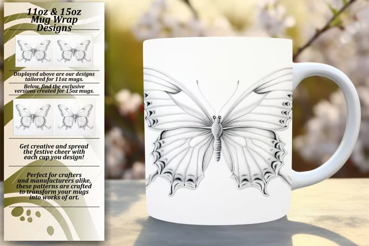 Whimsical Embroidered Butterfly Mug Sleeve