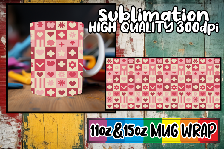Vibrant joy 11oz 15oz sublimation wrap, Valentine's Pattern