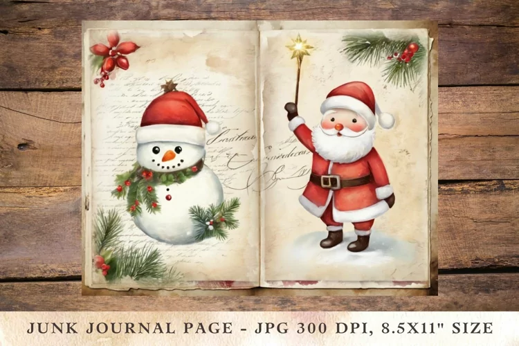Printable Junk Journal Pages christmas santa claus 2