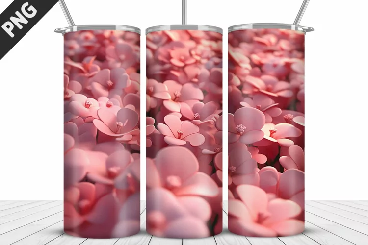 3D Daisy Flowers 20oz Tumbler Wrap | Sublimation Design