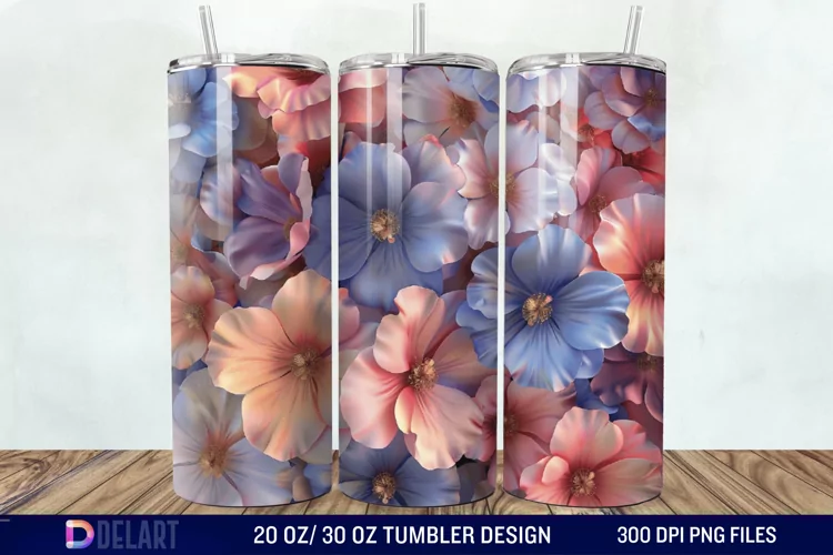 3D Painted Flower Tumbler Wrap