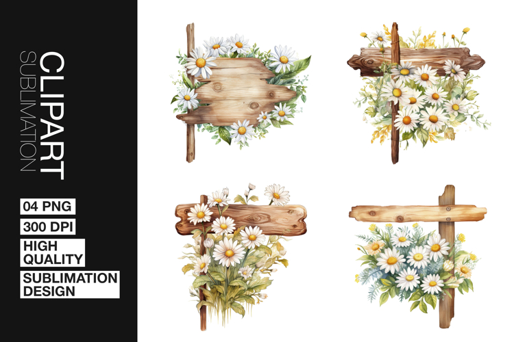 Rustic Floral Sign Clipart PNG