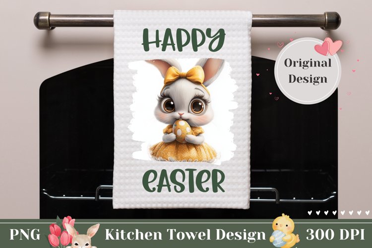 Happy Easter Towel, 3D Easter Bunny Towel Kitchen