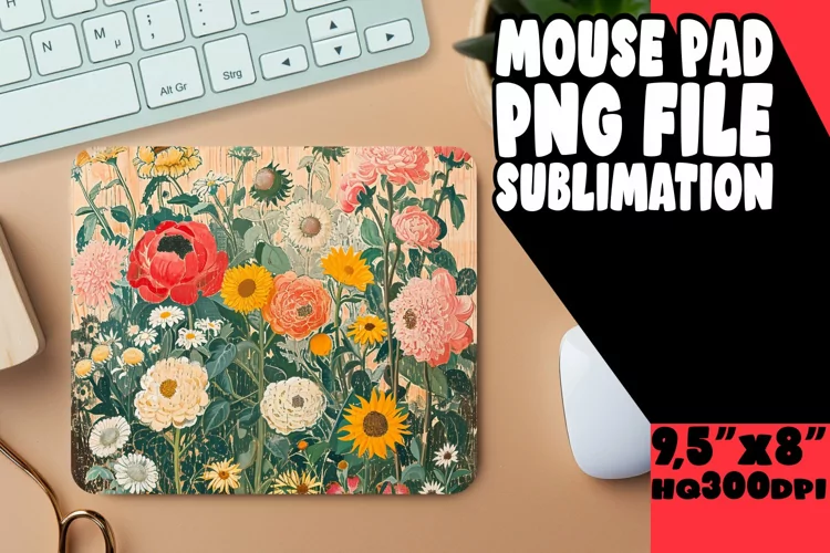Vintage Blossom Pattern Mouse Pad Design