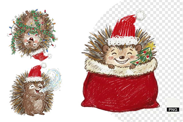 Christmas Hedgehog Clipart