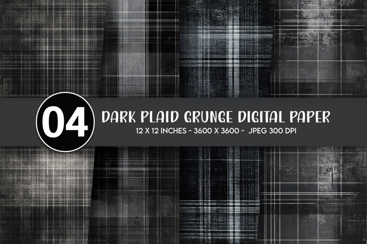 Dark Plaid Grunge Digital Paper example image 1