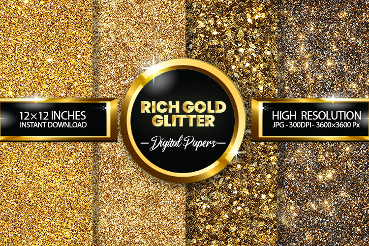 rich gold glitter Digital Papers - 04 variations