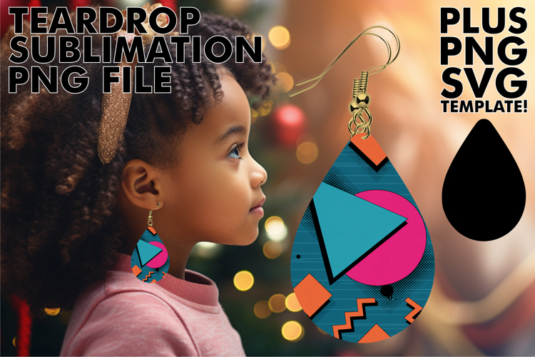 Stylish Teardrop Earrings Gift PNG, Funky Pattern