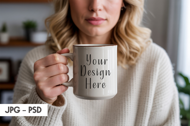 Hands Holding Mug Mockup PSD JPG