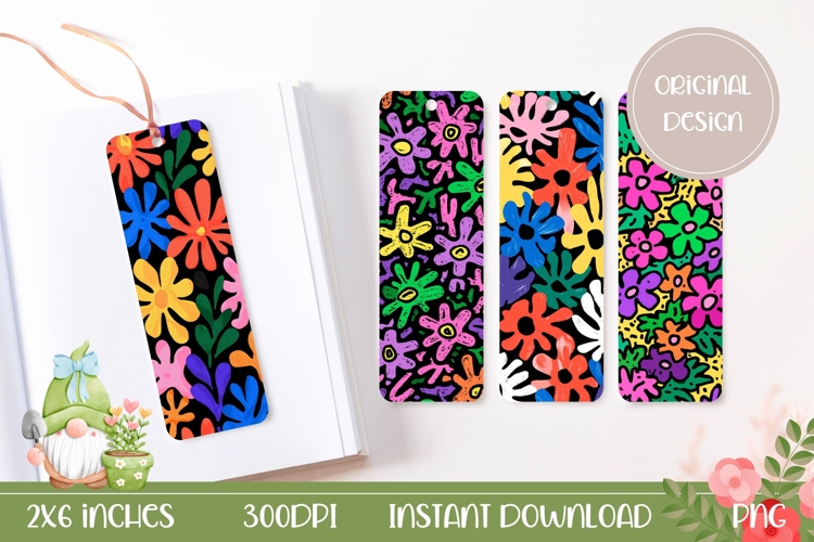 Pop Art Flowers Bookmark Designs, Cartoon Bookmarks
