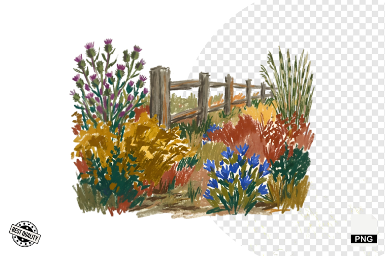 Autumn Wildflowers Meadow Clipart