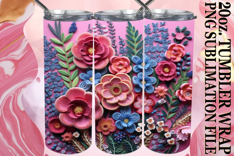 Elegance with Stitched Flowers Tumbler Wrap