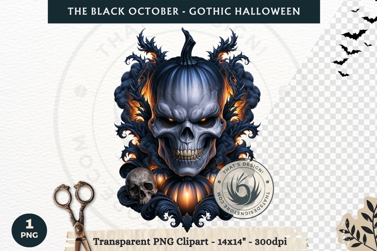 The Black October Gothic Halloween Clipart, Horror character