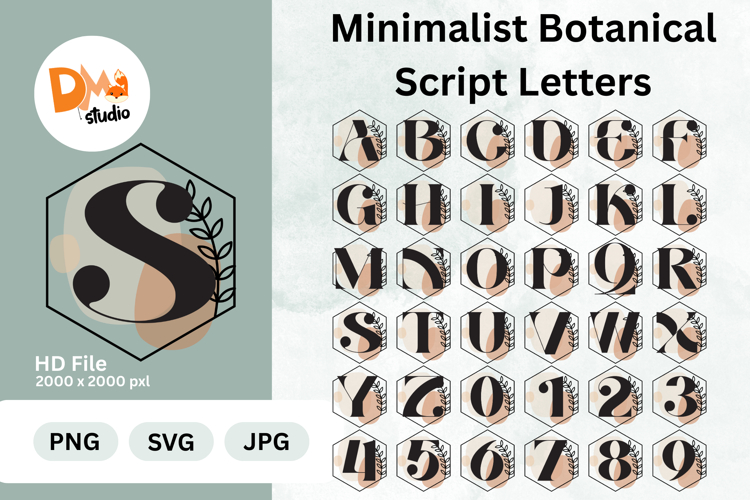 Minimalist Botanical Script Letters Monogram