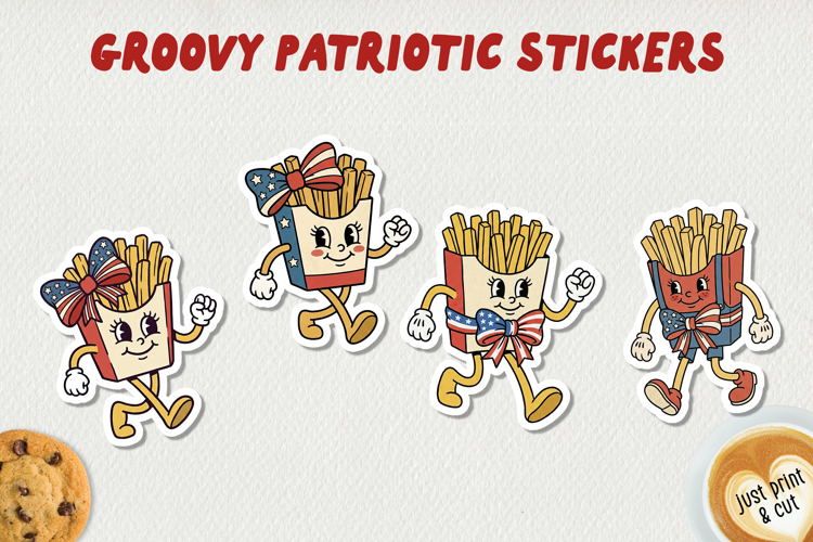Groovy Patriotic Stickers PNG