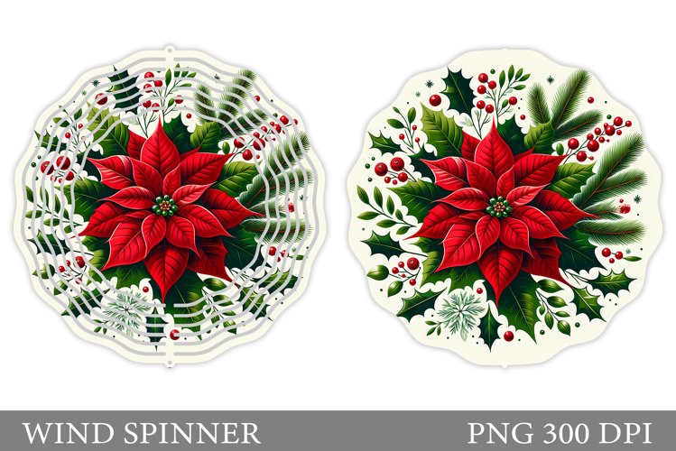 Poinsettia Wind Spinner Design. Christmas Wind Spinner example image 1