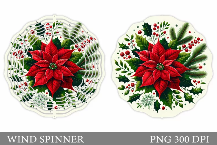 Poinsettia Wind Spinner Design. Christmas Wind Spinner