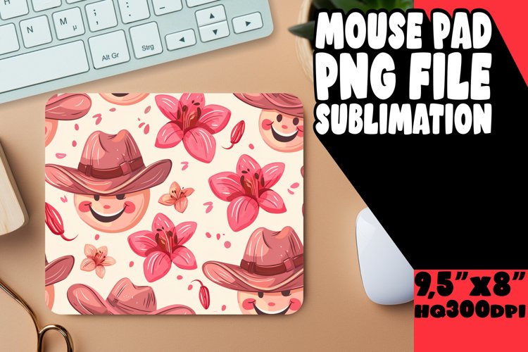 Smiling Watercolor Flower Mouse Pad PNG