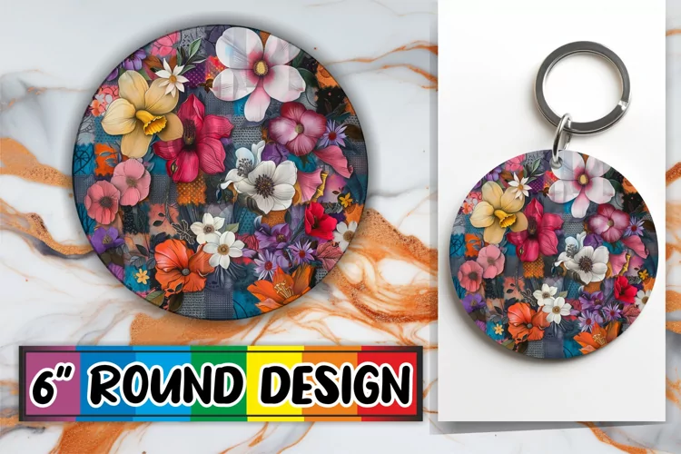 Vibrant Blossom Round Ornament Sublimation
