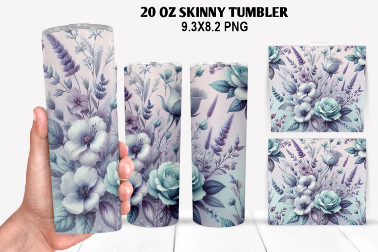 Flowers Skinny Tumbler 20oz Wrap Design, Spring Tumbler Wrap