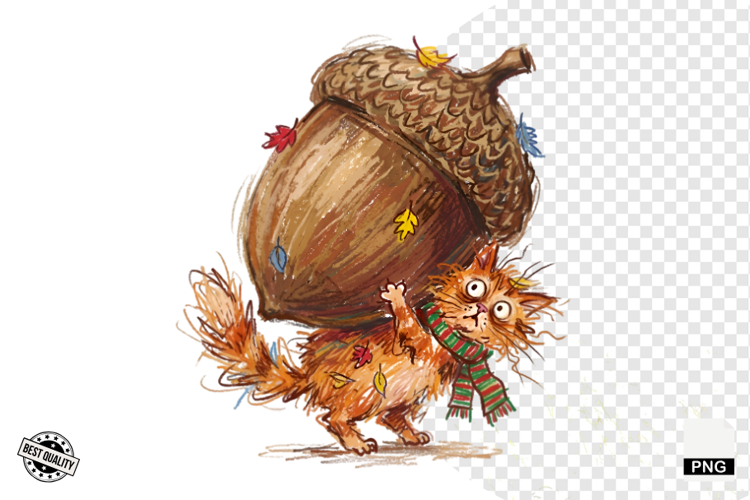Quirky Funny Autumn Cat Clipart