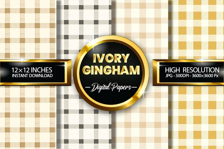 Ivory Gingham Digital Papers - 04 Variations example image 1