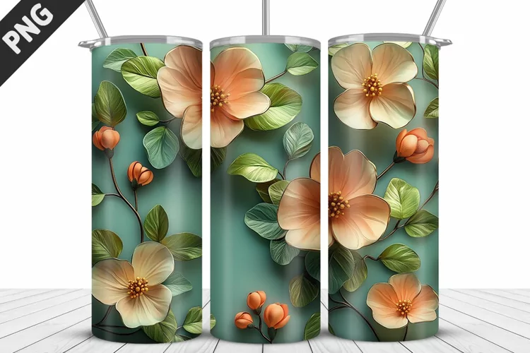 3D Daisy Flowers 20oz Tumbler Wrap | Sublimation Design