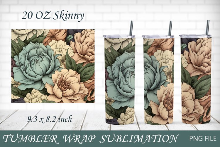 Flower tumbler sublimation, Boho floral tumbler 20 oz example image 1