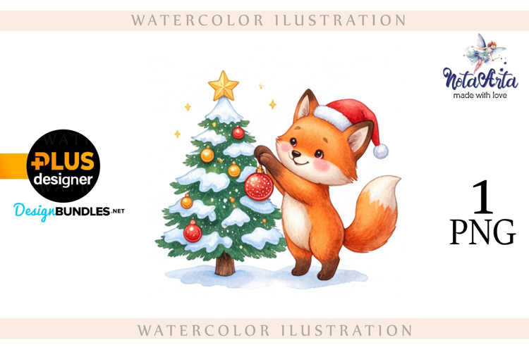 Illustration of a cute Christmas fox