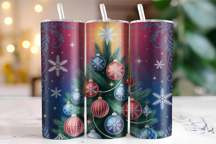 Merry Christmas Tree Tumbler Wrap | Christmas Wrap