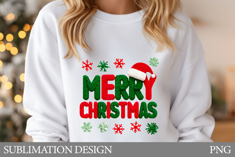 Crochet Merry Christmas T-Shirt. Christmas Sublimation