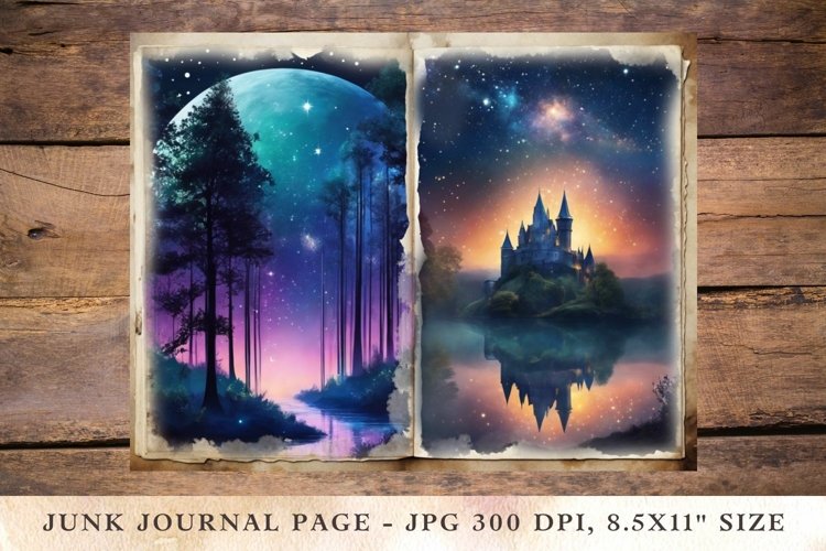 Printable Junk Journal Pages night castle 1 example image 1