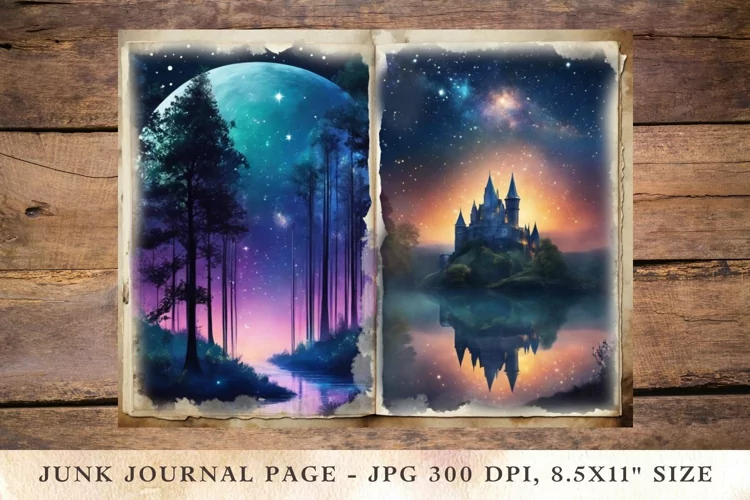 Printable Junk Journal Pages night castle 1