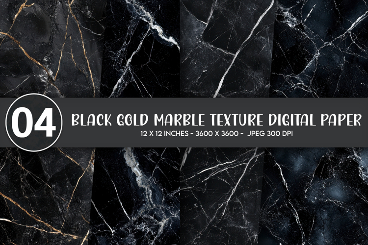 Black Gold Marble Texture Digital Paper