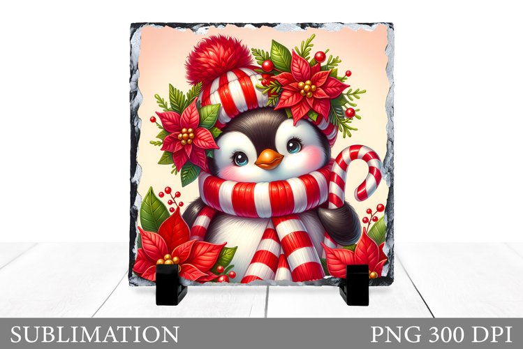 Cute Penguin Sublimation. Christmas Slate Sublimation example image 1