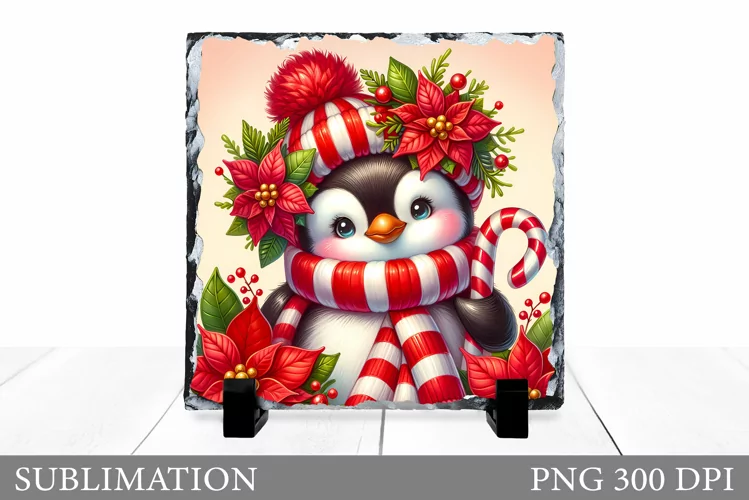 Cute Penguin Sublimation. Christmas Slate Sublimation