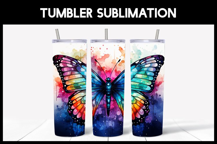 Watercolour butterfly tumbler wrap | Tumbler Sublimation