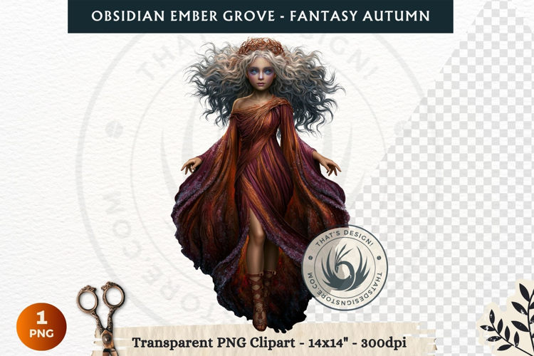 Dark Autumn Fantasy Clipart PNG for RPG Obsidian Ember Grove