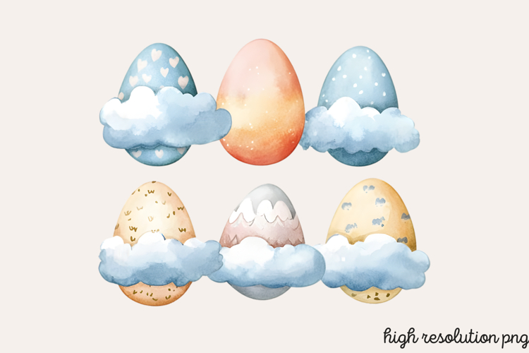 Baby Blue Easter Watercolor Clipart PNG
