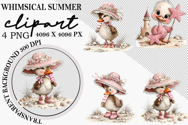 Whimsical Summer Watercolor Clipart PNG