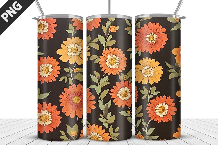 3D Prettiest Flowers Tumbler Wrap | Sublimation Design example image 1