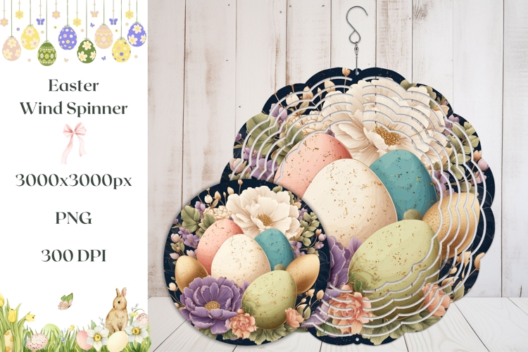 Colorful Easter Eggs Wind Spinner, Flowers Wind Spinner